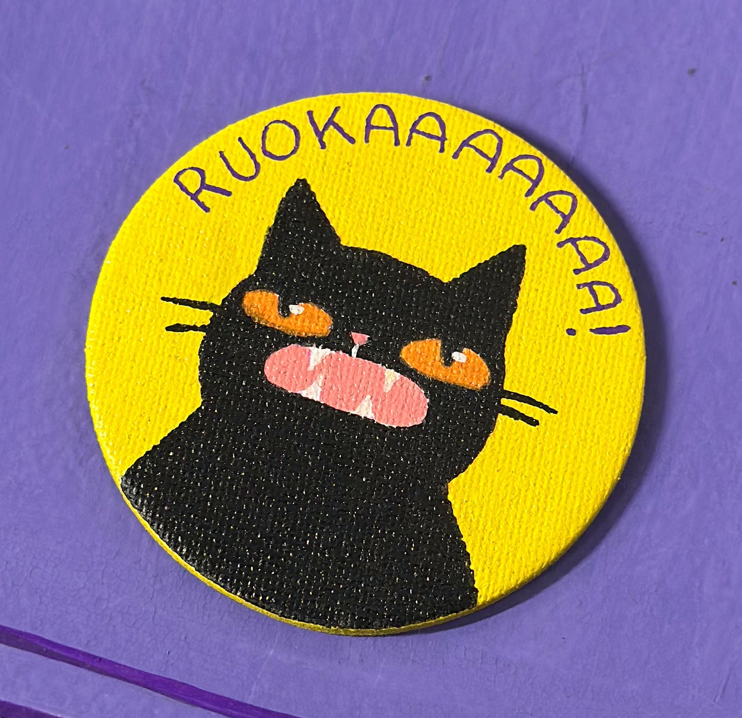 "Ruokaaaaaaa!" - Käsinmaalattu magneetti