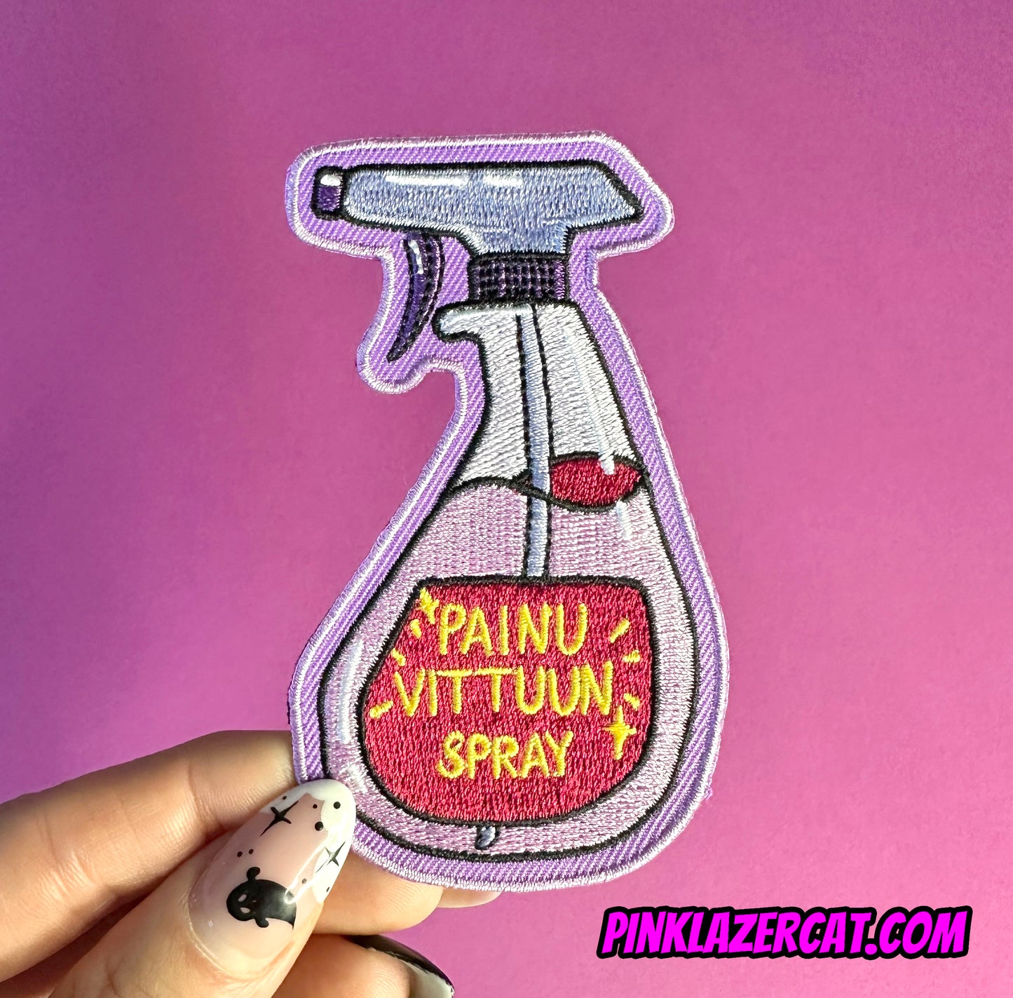 Painu vittuun spray - Kangasmerkki