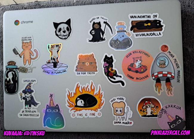 100% PURR kissa pullossa tarra
