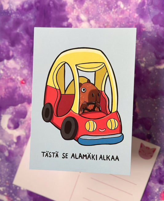 Tästä se alamäki alkaa - Postikortti