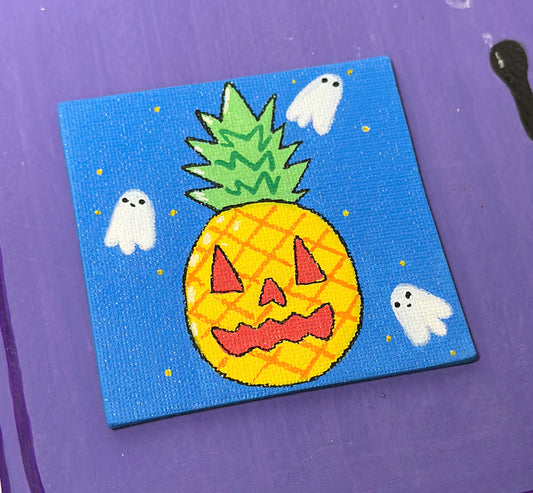 "Halloween-ananas" - Käsinmaalattu magneetti