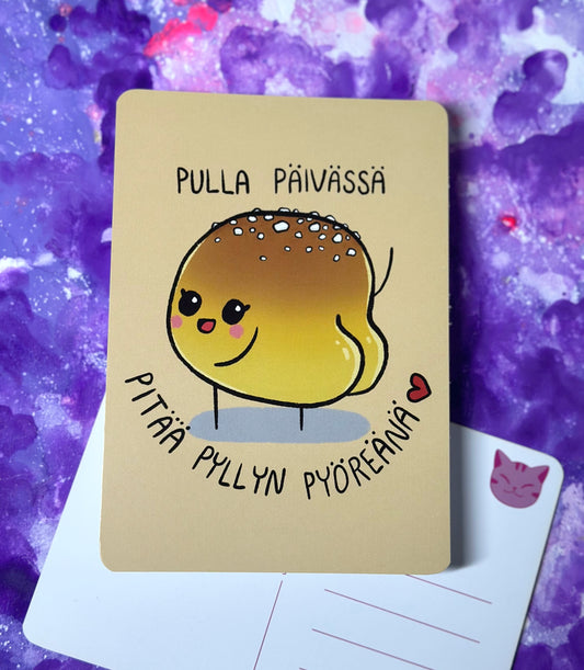 Pulla päivässä pitää pyllyn pyöreänä - Postikortti