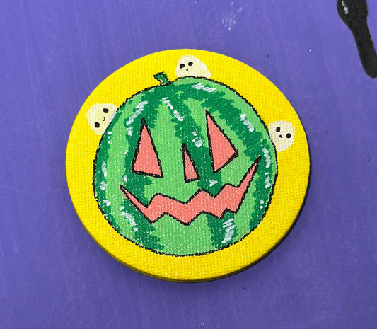 "Halloween-vesimeloni" - Käsinmaalattu magneetti